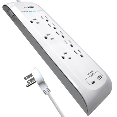 Digital Energy® 8-Outlet USB-A and USB-C® Surge Protector Power Strip (72 In.; White)