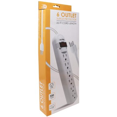 Digital Energy® 6-Outlet Surge Protector Power Strip (300 In.; White)