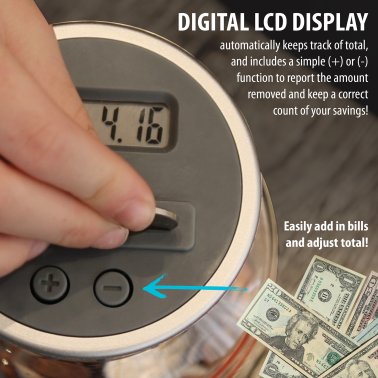 Digital Energy® Locking Digital Coin Bank Savings Jar