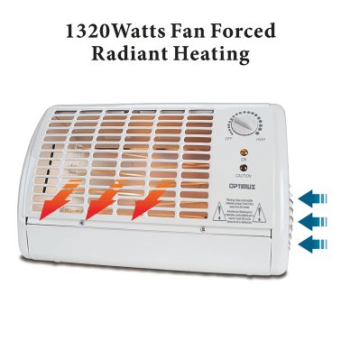 Optimus H-2210 1,320-Watt Portable Fan-Forced Radiant Heater with Thermostat (White)