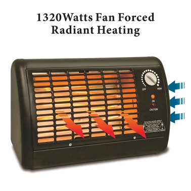Optimus H-2210 1,320-Watt Portable Fan-Forced Radiant Heater with Thermostat (Black)