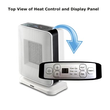 Optimus 1,500-Watt-Max Portable Oscillating Ceramic Heater with Electronic Digital Thermostat, H-7245