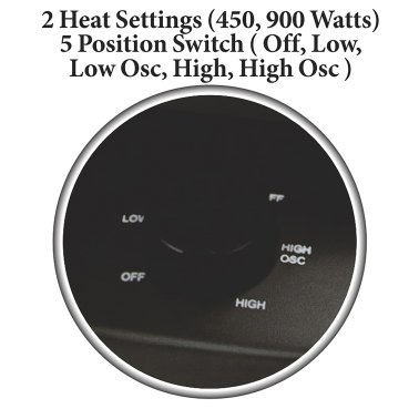 Optimus 900-Watt-Max 75° Oscillating Radiant Heater with Tilt and Timer, H-4430