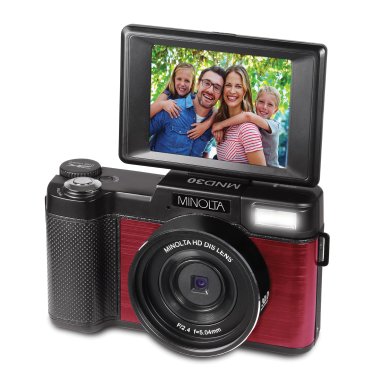 Minolta® MND30 4x Digital Zoom 30 MP/2.7K Quad HD Digital Camera (Red)