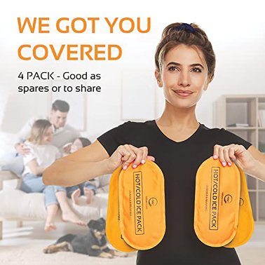 AllSett Health® Reusable Hot and Cold Gel Packs for Injuries, Orange, 4 Pack