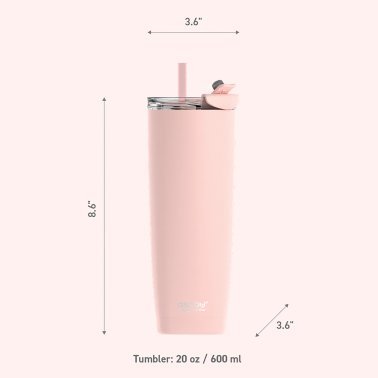 ASOBU® 20-Oz. Aqualina Double-Wall-Insulated Stainless Steel Tumbler with Straw (Pink)