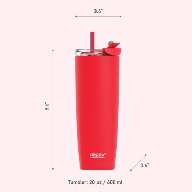 ASOBU® 20-Oz. Aqualina Double-Wall-Insulated Stainless Steel Tumbler with Straw (Red)