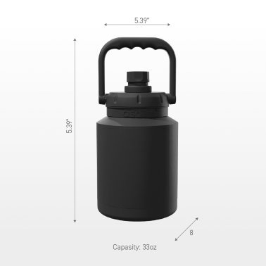 ASOBU® Stainless Steel Insulated 33-Oz. Mini Jug with Pop-up Straw (Black)