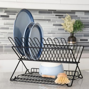 Better Houseware Folding Dish Rack (Black)