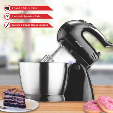 Brentwood® 5-Speed + Turbo Electric Stand Mixer with Bowl (Black)