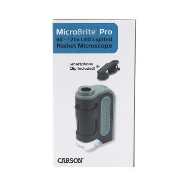 CARSON® MicroBrite™ Pro 120x LED-Lit Digital Pocket Microscope with Smartphone Adapter Clip