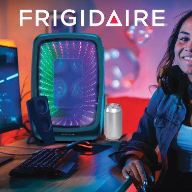 Frigidaire® 6-Can Retro Gaming Light-up Portable Beverage Mini Fridge, EFMIS179 (Blue)