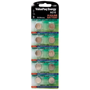 Dantona® ValuePaq Energy AG10 Alkaline Button Cell Batteries, 10 Pack