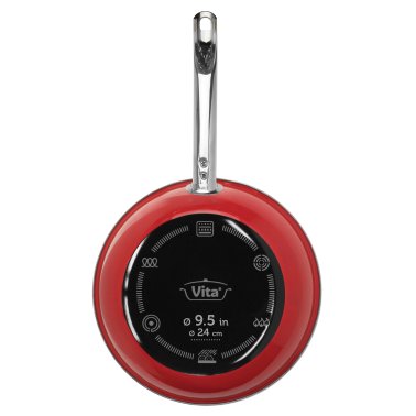 Vita® 4-Piece Enamel-on-Steel Covered Skillet Set (Red)