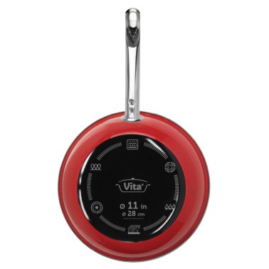 Vita® 4-Piece Enamel-on-Steel Covered Skillet Set (Red)