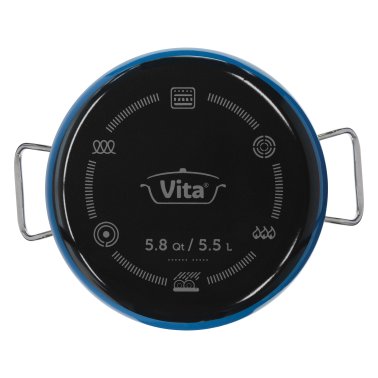 Vita® Enamel-on-Steel Covered Dutch Oven (6 Quart; Blue)