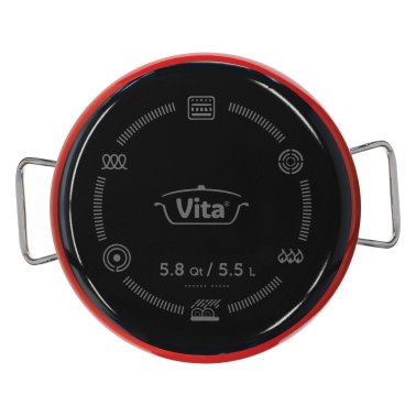 Vita® Enamel-on-Steel Covered Dutch Oven (6 Quart; Red)