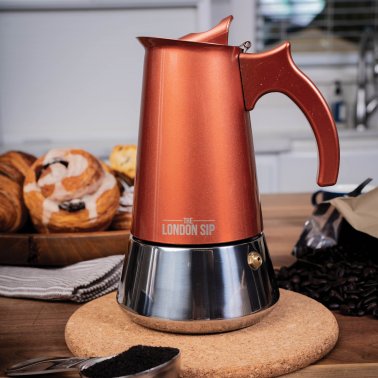 THE LONDON SIP Induction Stovetop Espresso Maker (6 Cup; Copper)