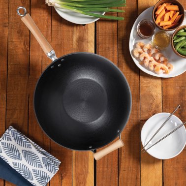Joyce Chen® Professional Series Cast Iron Wok with Maple Handles, 14-In.
