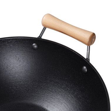 Joyce Chen® Professional Series Cast Iron Wok with Maple Handles, 14-In.