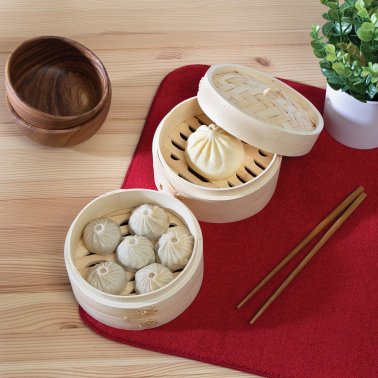 Joyce Chen® 2-Tier Bamboo Steamer Baskets with Lid (6 In.)