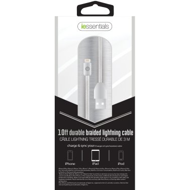iEssentials® Charge & Sync Braided Lightning® to USB Cable (120 In.; White)