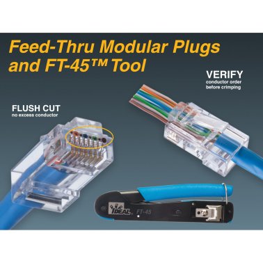 IDEAL® CAT-5E Feed-Thru RJ45 Mod Plugs (50 Pack)