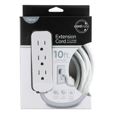 Cordinate® 3-Outlet Grounded Surge Protector (Gray)