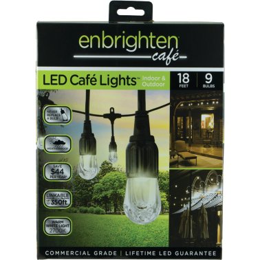 Enbrighten® 18-Ft. Classic LED Café Lights™ with 9 Acrylic Bulbs, Black Cord