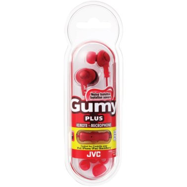 JVC® Gumy Plus Earbuds with Remote and Microphone (Red)