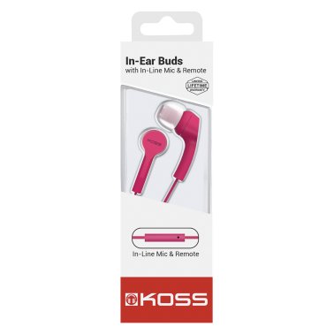 KOSS® KEB9i Earbuds with Microphone and In-Line Remote (Pink)