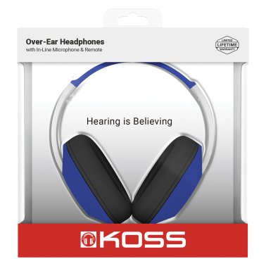 KOSS® Over-Ear Headphones with Microphone and In-Line Remote, UR23i (Blue)