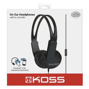 KOSS® On-Ear Headphones with Microphone and In-Line Remote, Black, ED1TCi