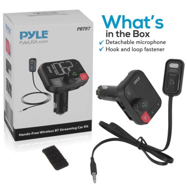 Pyle® Bluetooth®-Streaming FM Transmitter Adapter with Detachable Microphone