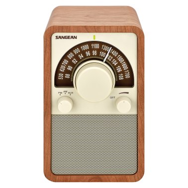 Sangean® WR-15 Tabletop Retro Wooden Cabinet AM/FM Analog Radio Receiver, Walnut