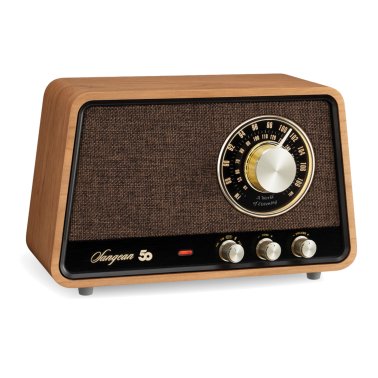 Sangean® Retro-Style AM/FM/Bluetooth® Wooden Cabinet Tabletop Radio, Natural Cherry, WR-55