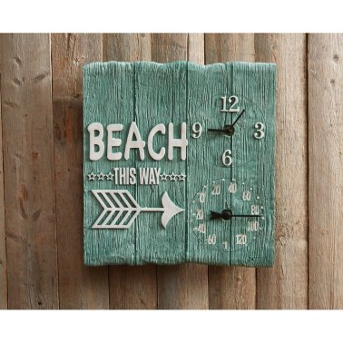 Taylor® Precision Products 14-In. x 14-In. Clock with Thermometer (Beach This Way)
