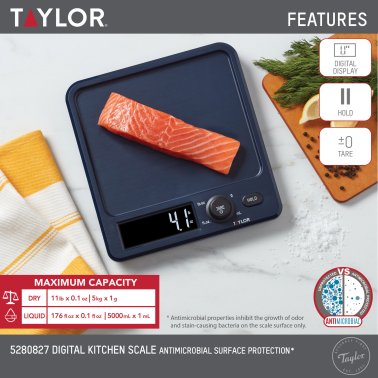 Taylor® Precision Products Antimicrobial Kitchen Scale with Rotating Knob, 11-Lb. Capacity