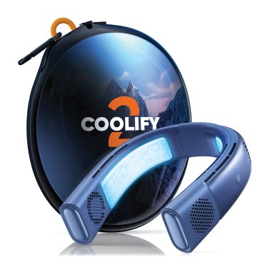 TORRAS® Portable Neck Fan, COOLIFY® 2 Personal Air Conditioner and Heater Bladeless 4,000 mAh Rechargeable (Ocean Blue)