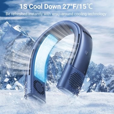 TORRAS® Portable Neck Fan, COOLIFY® 2 Personal Air Conditioner and Heater Bladeless 5,000 mAh Rechargeable (Ocean Blue)