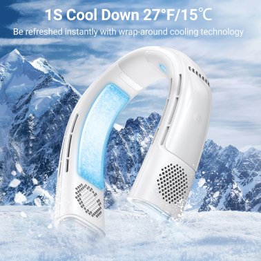 TORRAS® Portable Neck Fan, COOLIFY® 2 Personal Air Conditioner and Heater Bladeless 5,000 mAh Rechargeable (Arctic White)
