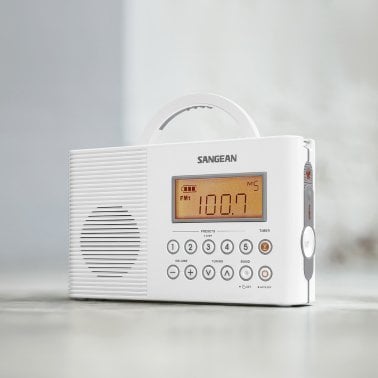 Sangean® H201 Portable 3-Band AM/FM/Weather-Alert Water-Resistant Shower Clock Radio