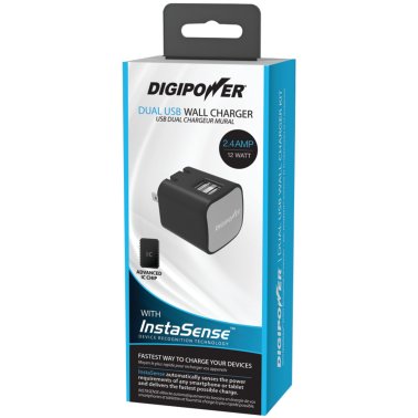DIGIPOWER® InstaSense™ 2.4-Amp Dual-USB Wall Charger