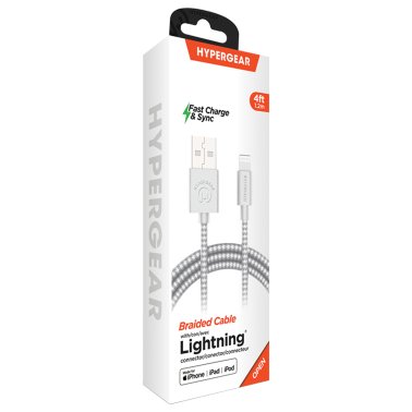 HyperGear® Charge and Sync Braided USB-A to Lightning® Cable, 4 Feet