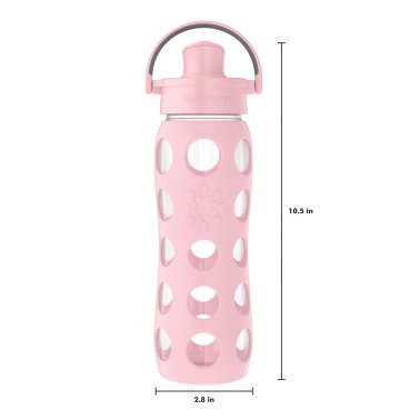 Lifefactory® 22-Oz. Glass Water Bottle with Active Flip Cap and Protective Silicone Sleeve (Desert Rose)