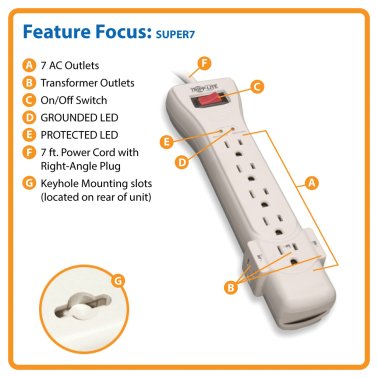 Tripp Lite® by Eaton® Protect It!® 7-Outlet Surge Protector (Ivory)