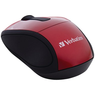 Verbatim® Cordless Optical Computer Mouse, Mini Travel, 3 Buttons, 2.4 GHz (Red)