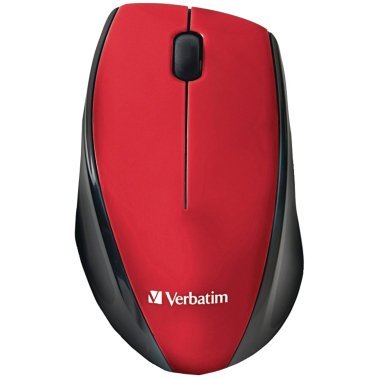 Verbatim® Cordless Blue-LED Computer Mouse, Multi-Trac, 3 Buttons, 2.4 GHz (Red)