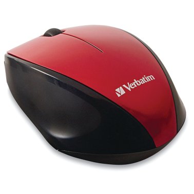 Verbatim® Cordless Blue-LED Computer Mouse, Multi-Trac, 3 Buttons, 2.4 GHz (Red)
