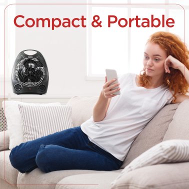 BLACK+DECKER™ 1,500-Watt-Max Personal Desktop Heater with Fan Setting (Black)